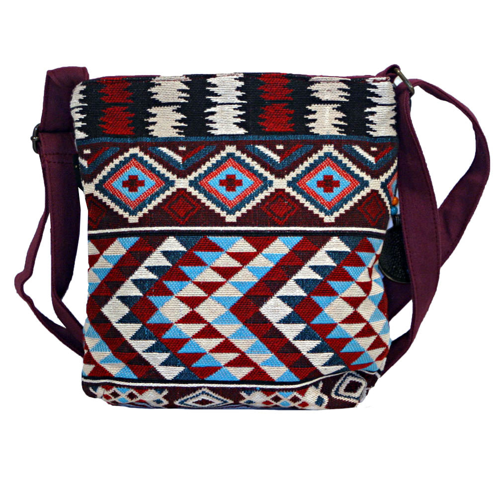 Hippie Chick Purple Tribal Crossbody Passport Bag