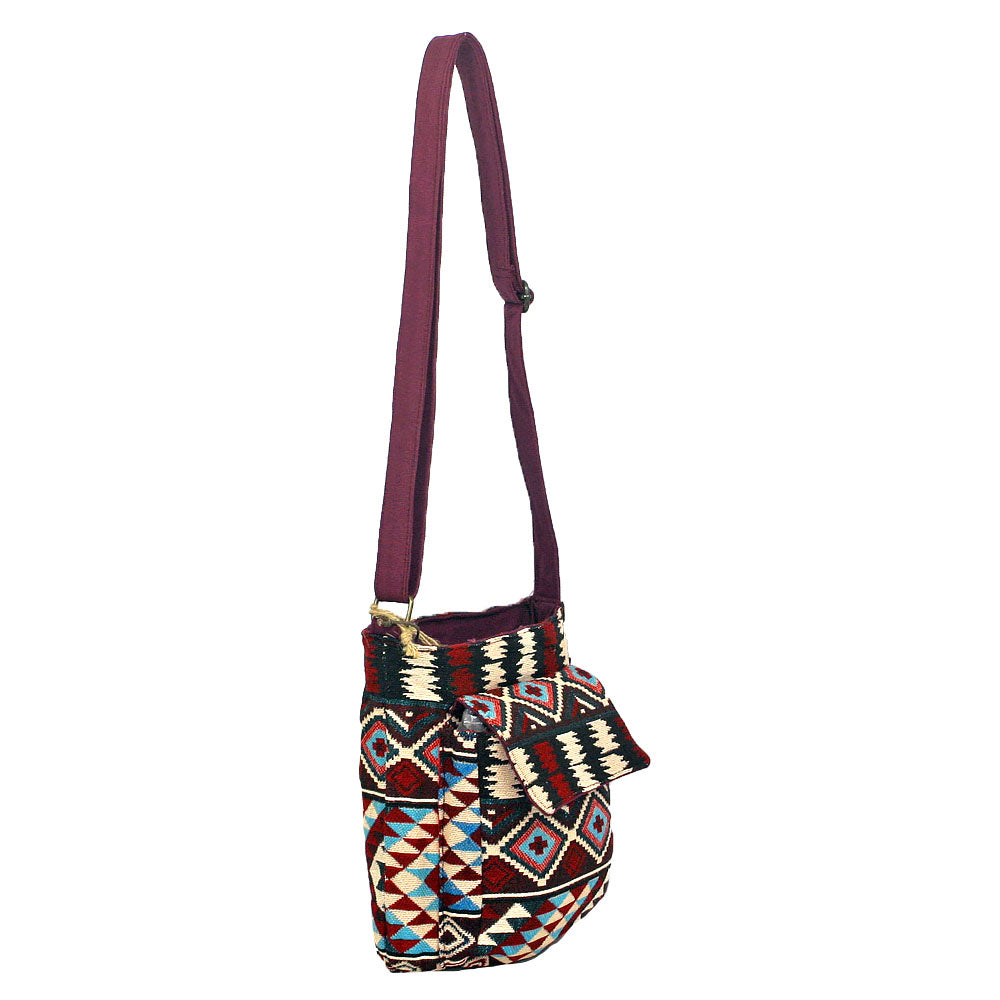 Hippie Chick Purple Tribal Crossbody Passport Bag