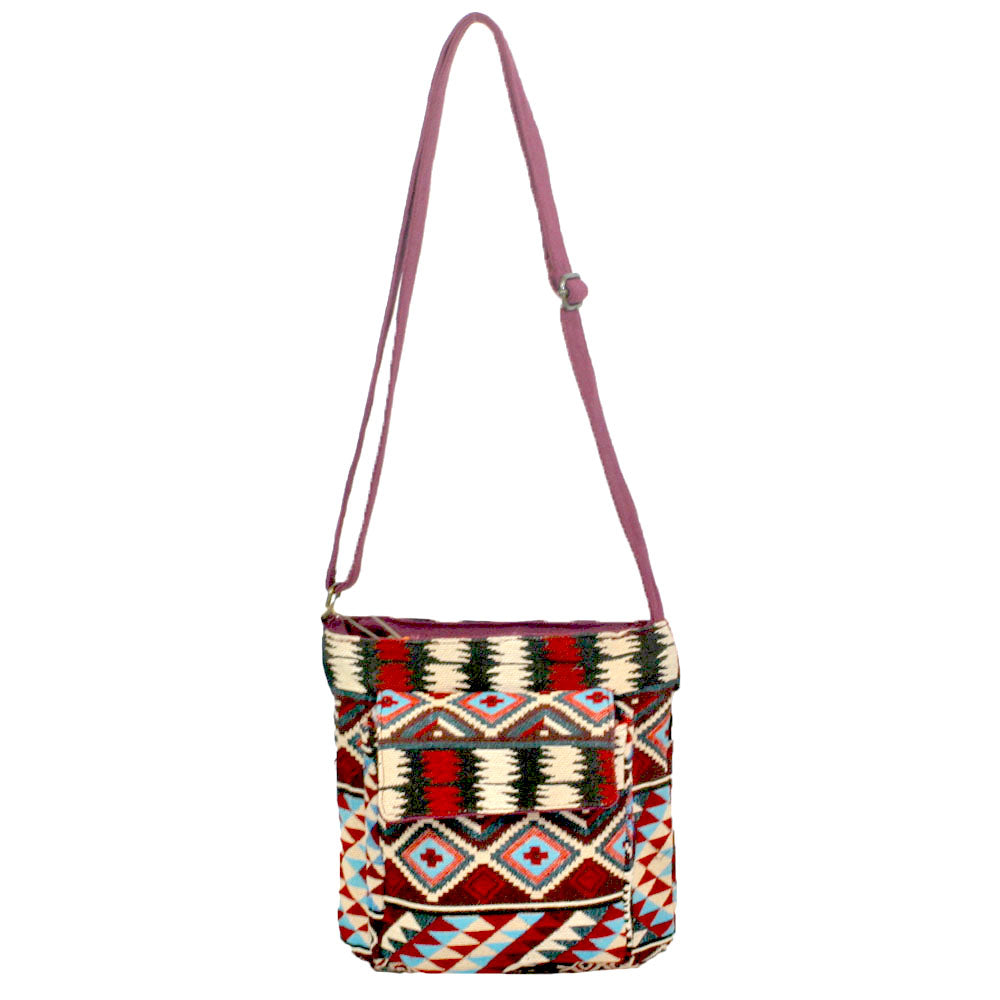 Hippie Chick Purple Tribal Crossbody Passport Bag