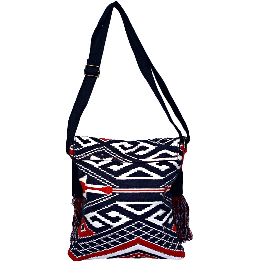 Red, White, and Blue Boho Geometric Shoulder Bag