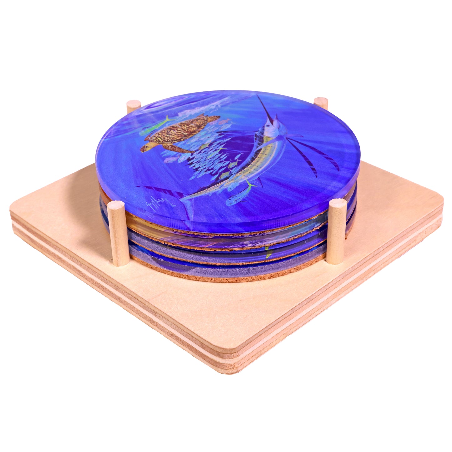 Guy Harvey Round Drink Coasters ( Set of 4 )