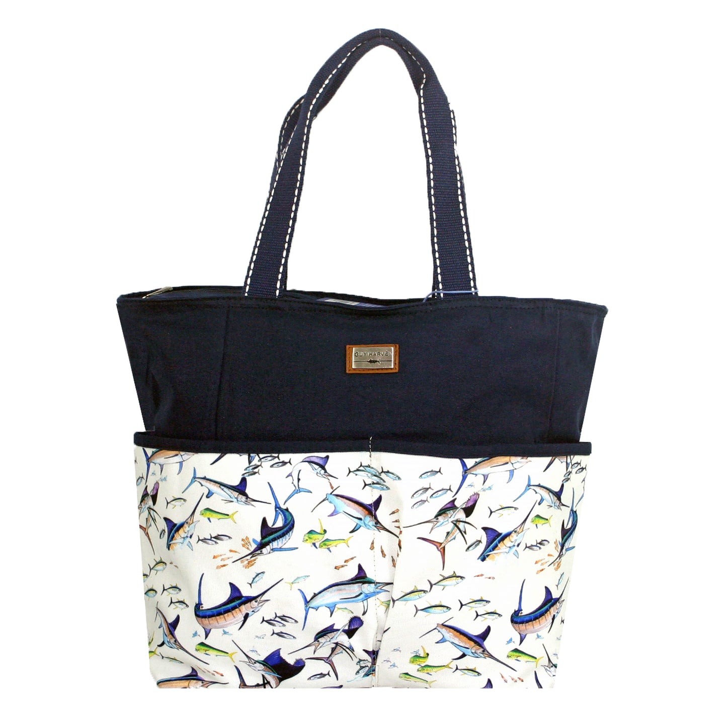 Guy Harvey Marlin Brunch Canvas Beach Tote Bag
