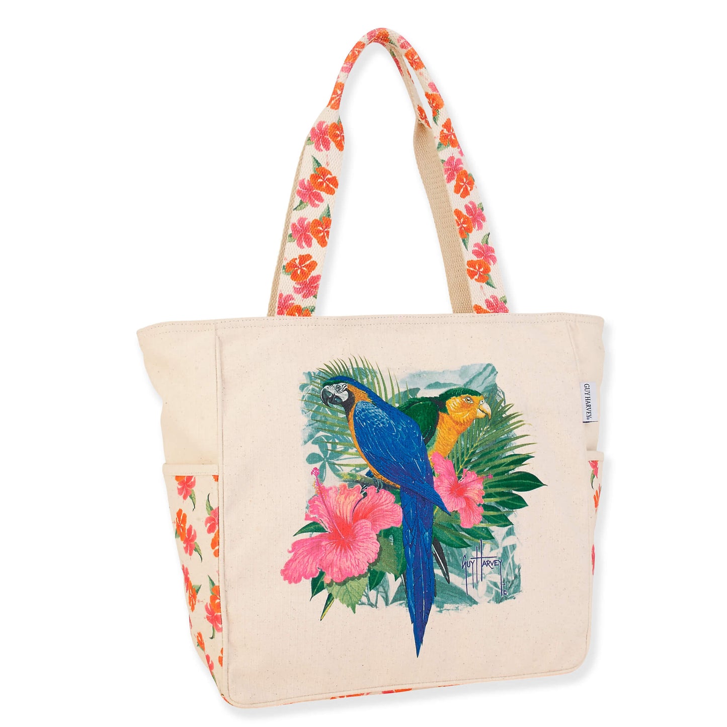 Guy Harvey Lia Tropical Parrots Shoulder Tote Bag