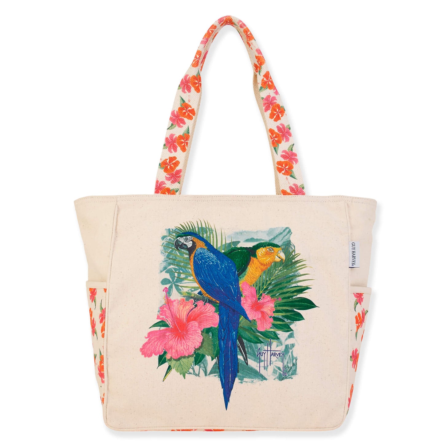Guy Harvey Lia Tropical Parrots Shoulder Tote Bag