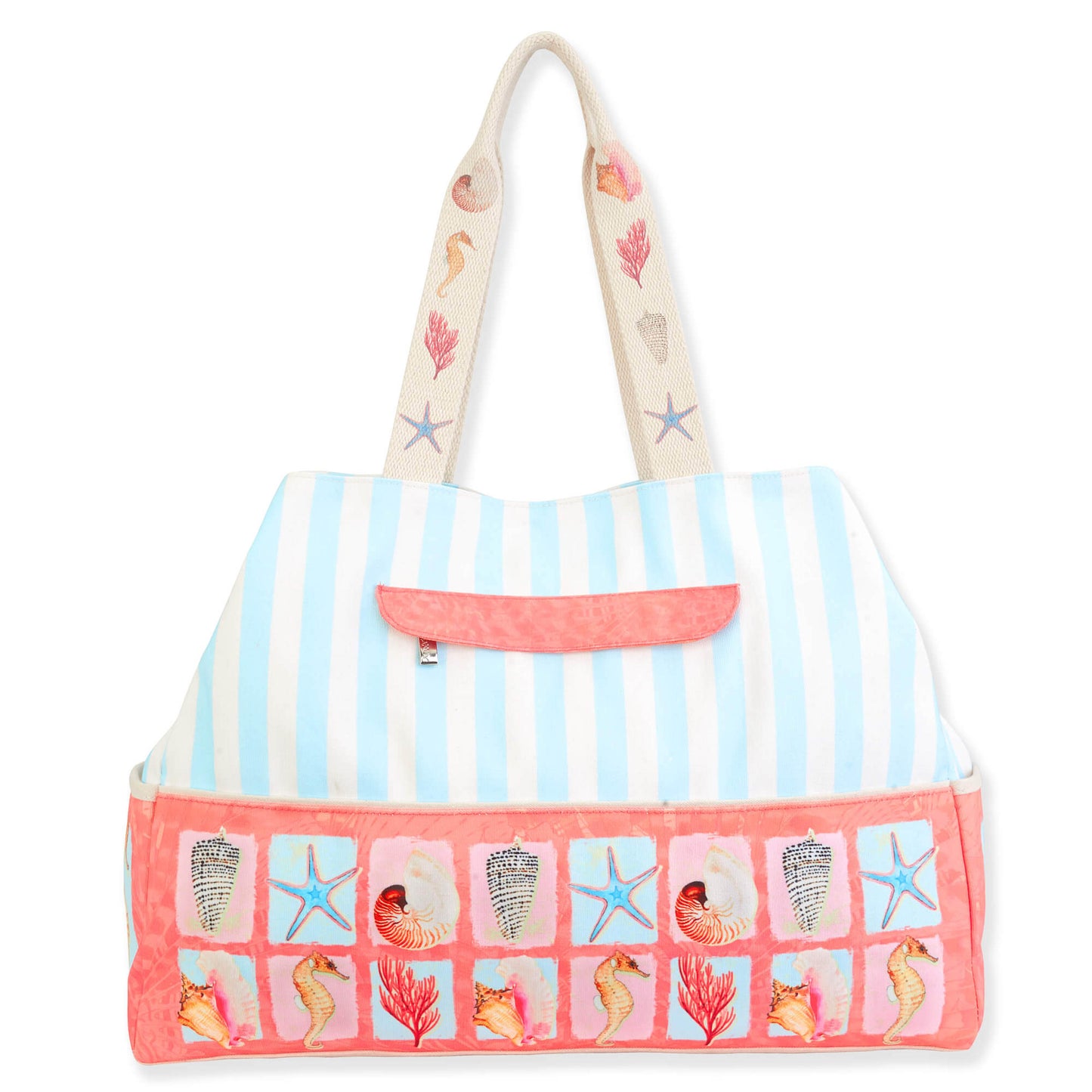 Guy Harvey Sea Scape Large Striped Shoulder Tote Bag