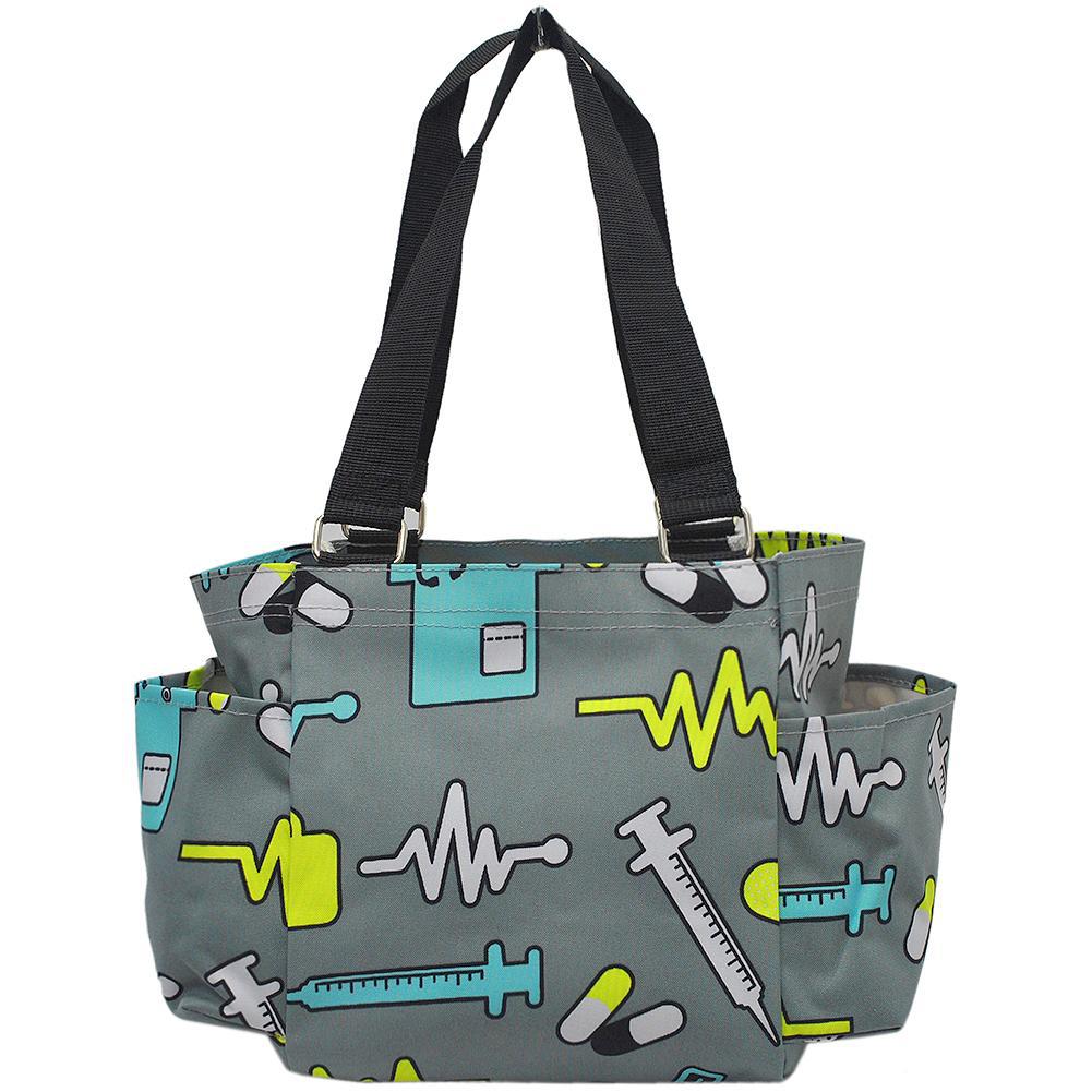 Nurse Themed Collapsible Utility Tote Medical Organizer Bag for Work, Hospital, or Travel