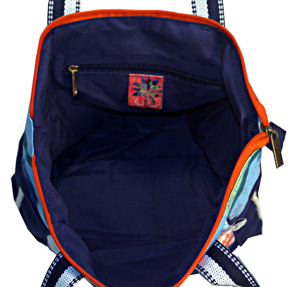 Paul Brent Seaside Treasures Blue Turtle Medium Shoulder Tote Bag