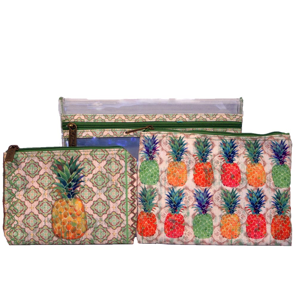 Paul Brent Tropical Pineapple 3 Piece Travel Bag Set Organizer