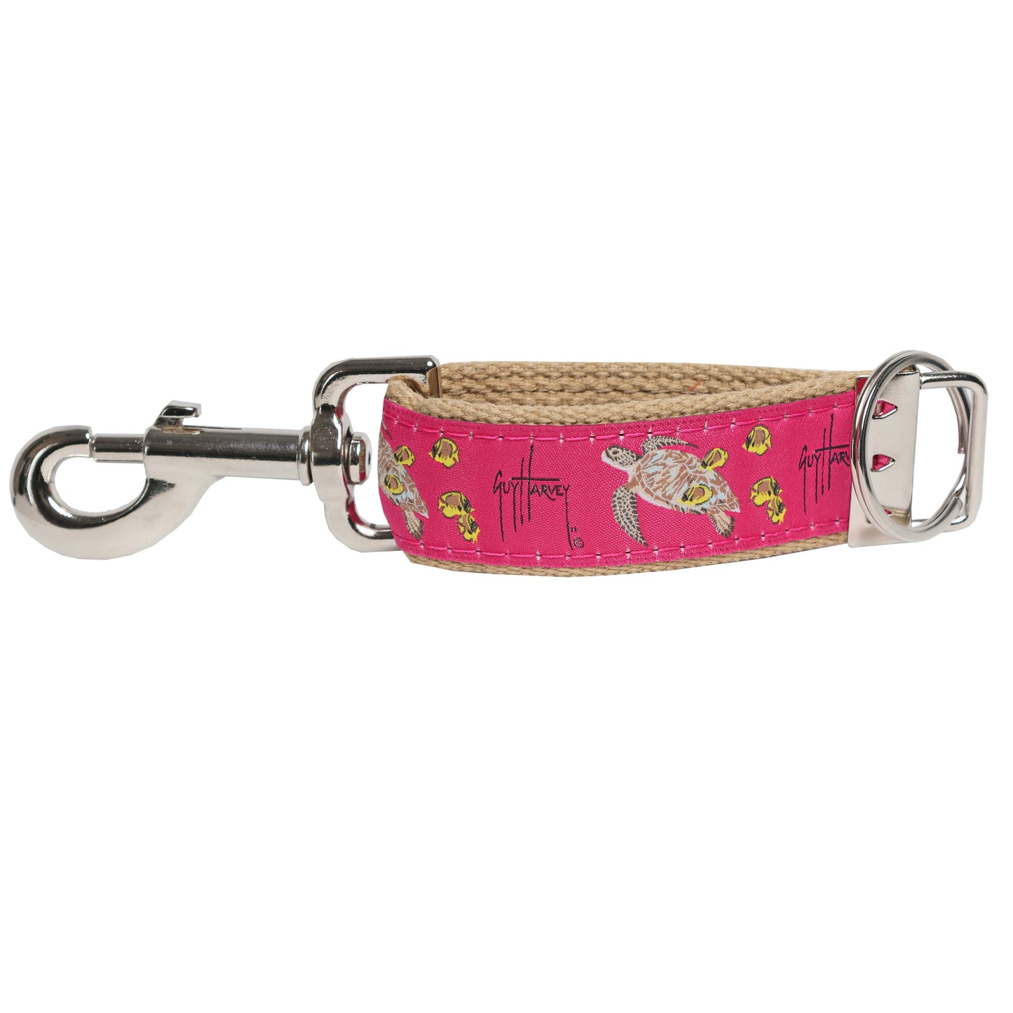 Guy Harvey Sea Turtle on Pink Key Ring with Snap Hook