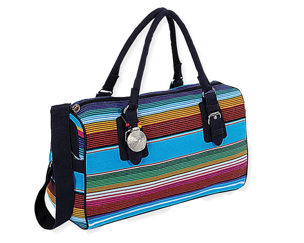 Turquoise Mexican Serape Vibrant Woven Tote Bag