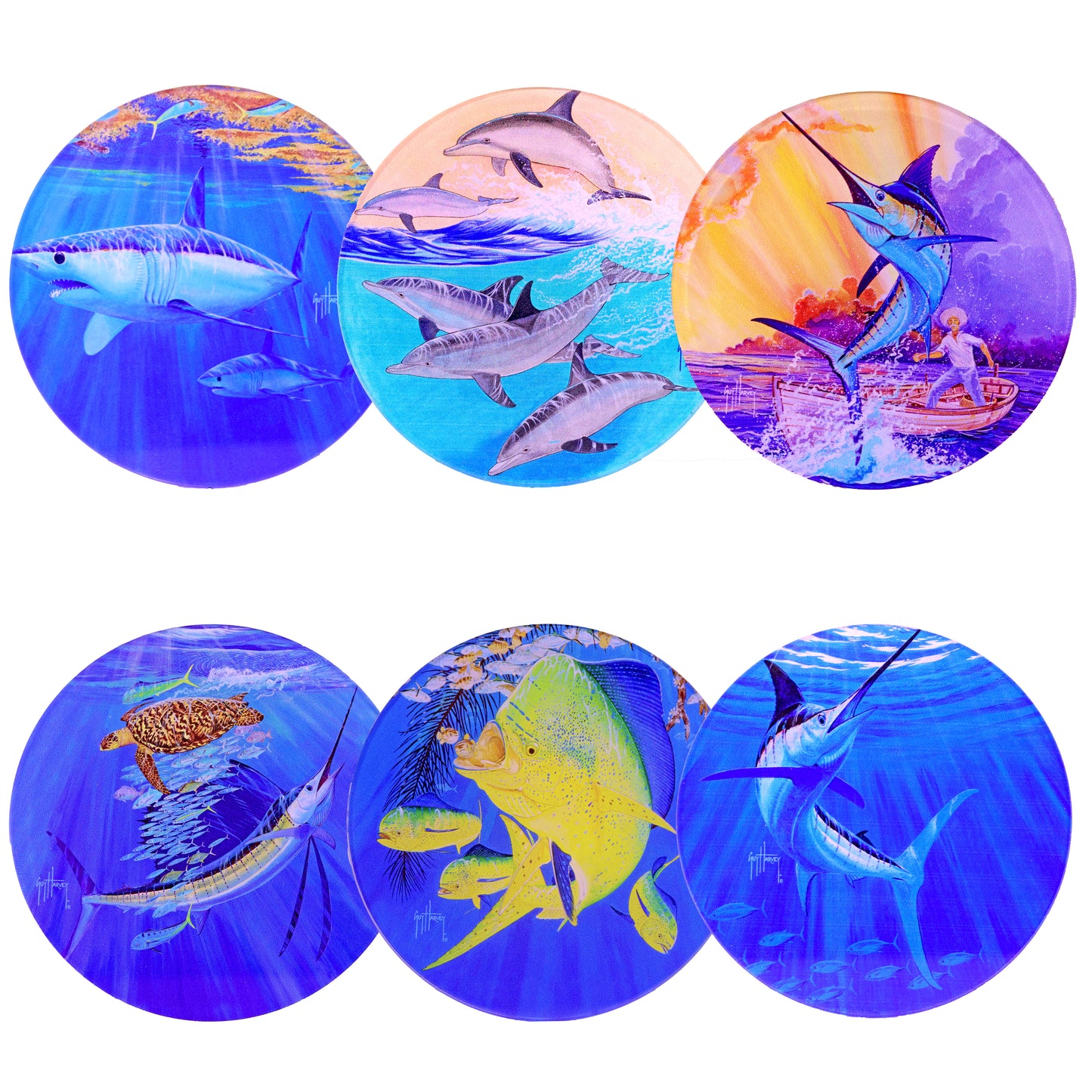 Guy Harvey Round Drink Coasters ( Set of 6 )