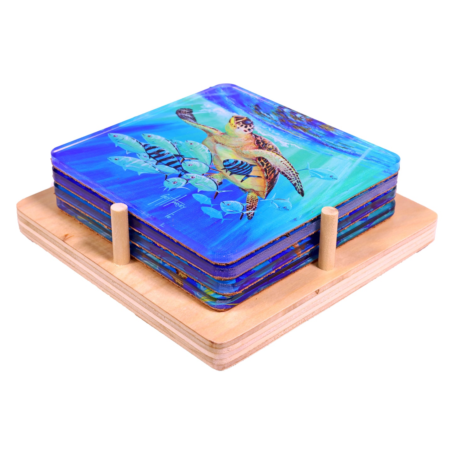 Guy Harvey Sea Turtles Square Coasters (Set of 4)
