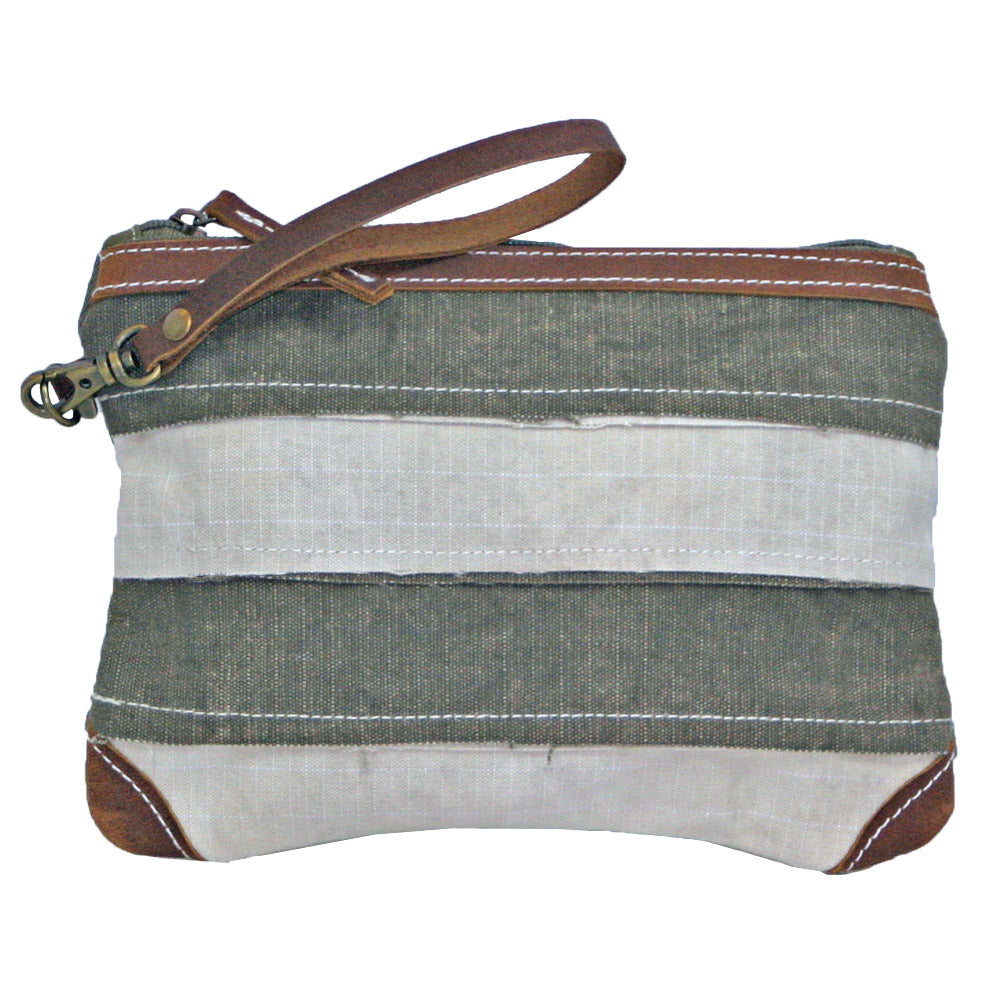 Uchi Vintage Recycled Wristlet with Leather Trim