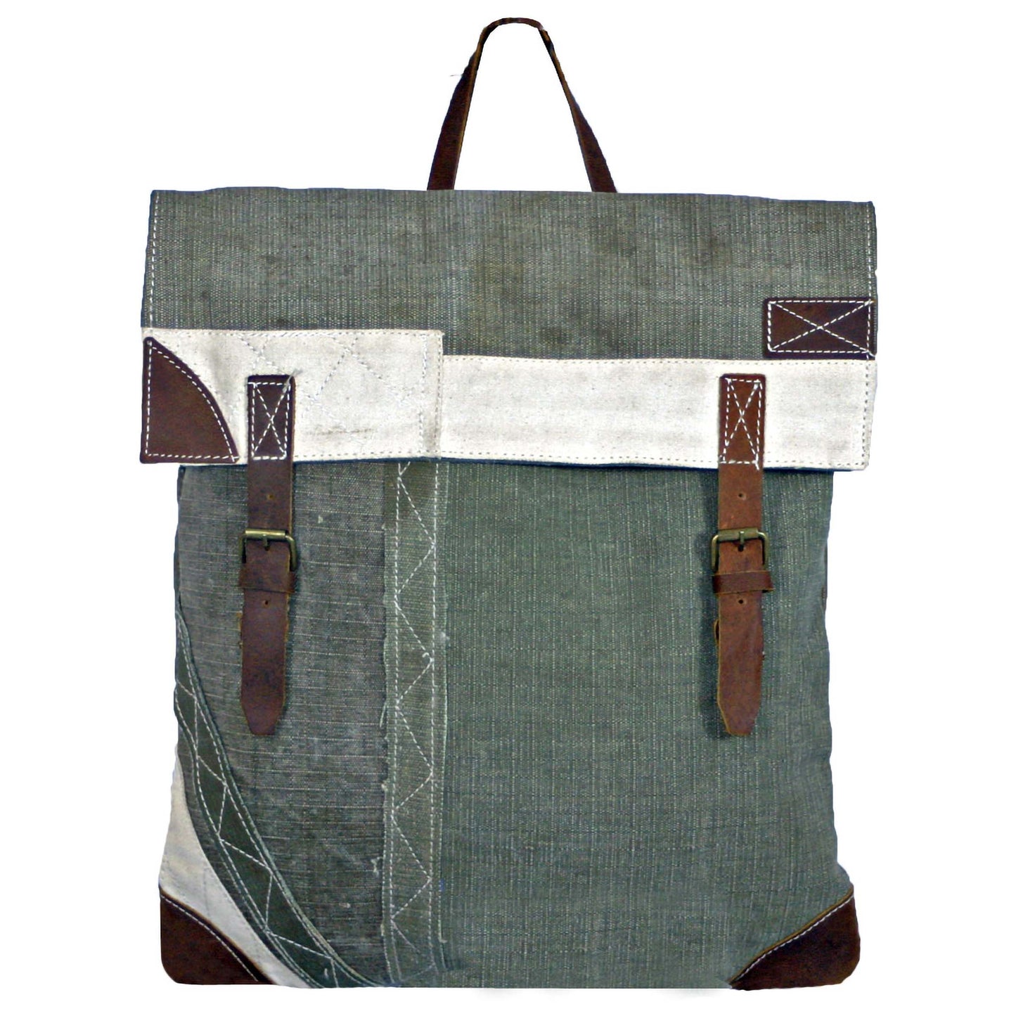 Uchi Recycled Canvas Tent Backpack with Real Leather Trim – Eco-Friendly Daypack