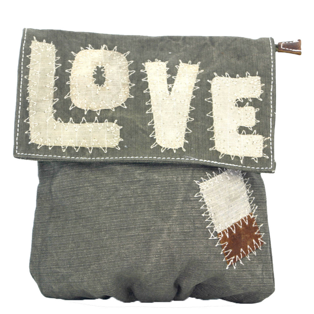 Uchi Vintage Recycled Canvas Tent Crossbody Love Bag