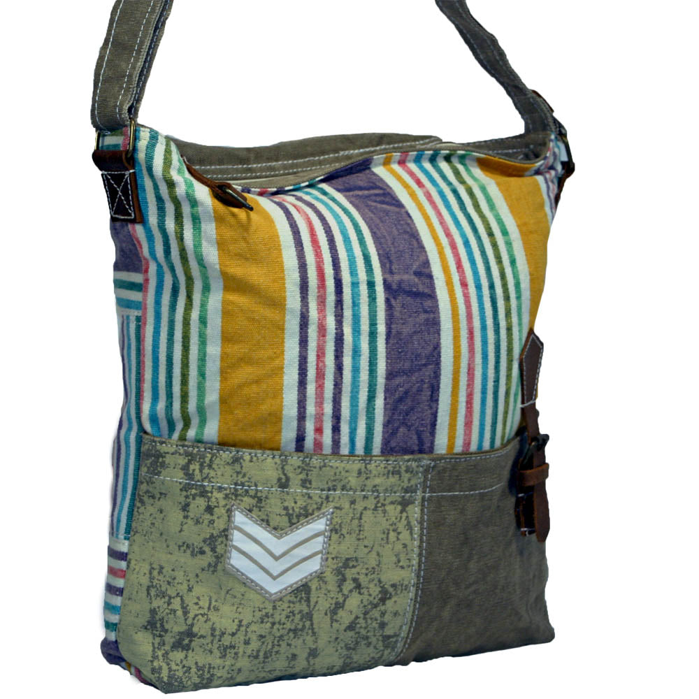 Uchi Recycled Canvas Tent Vintage Rainbow Shoulder Bag