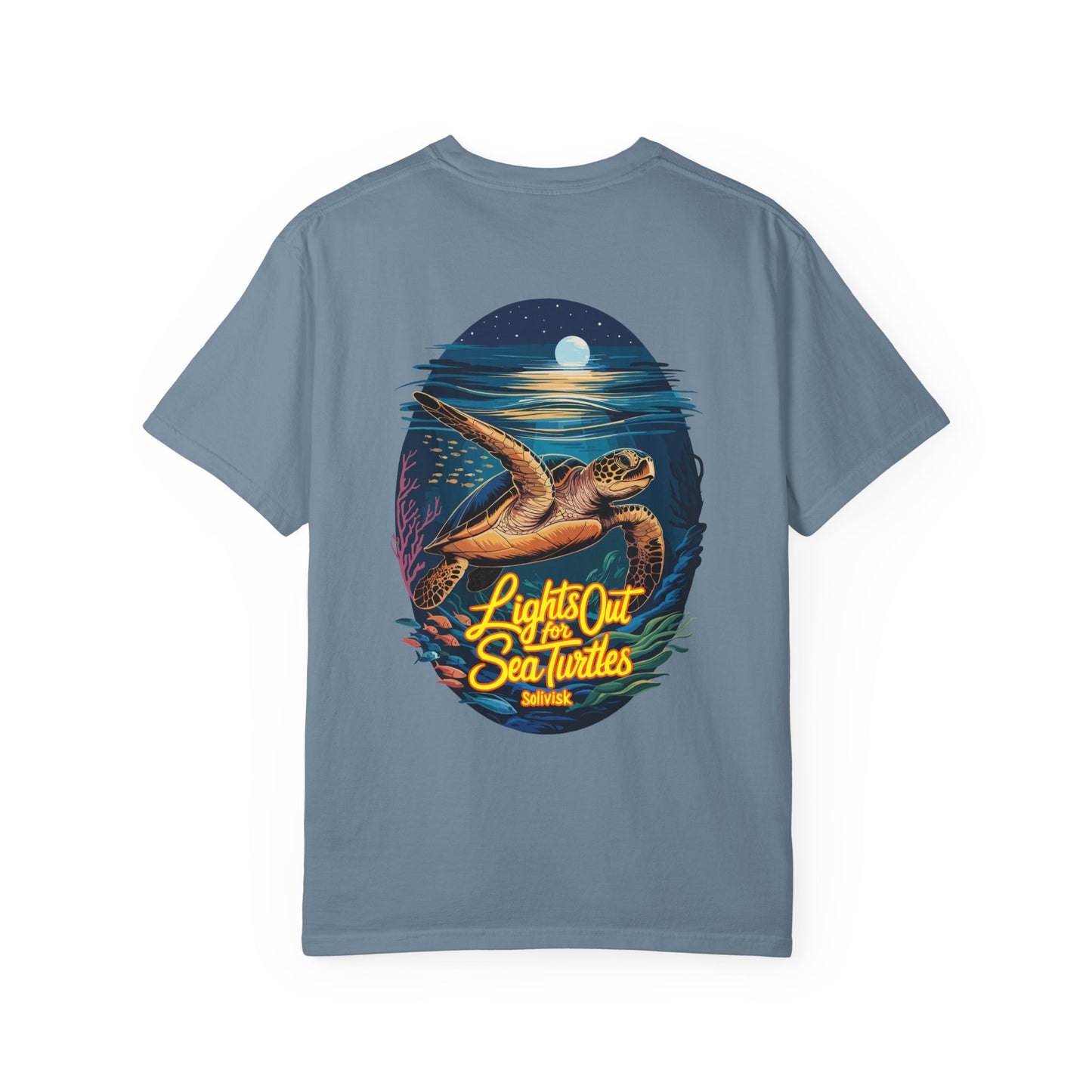 Lights Out for Sea Turtles Conservation T-Shirt – Comfort Colors Unisex Tee from the SoliVisk Coastal Collection