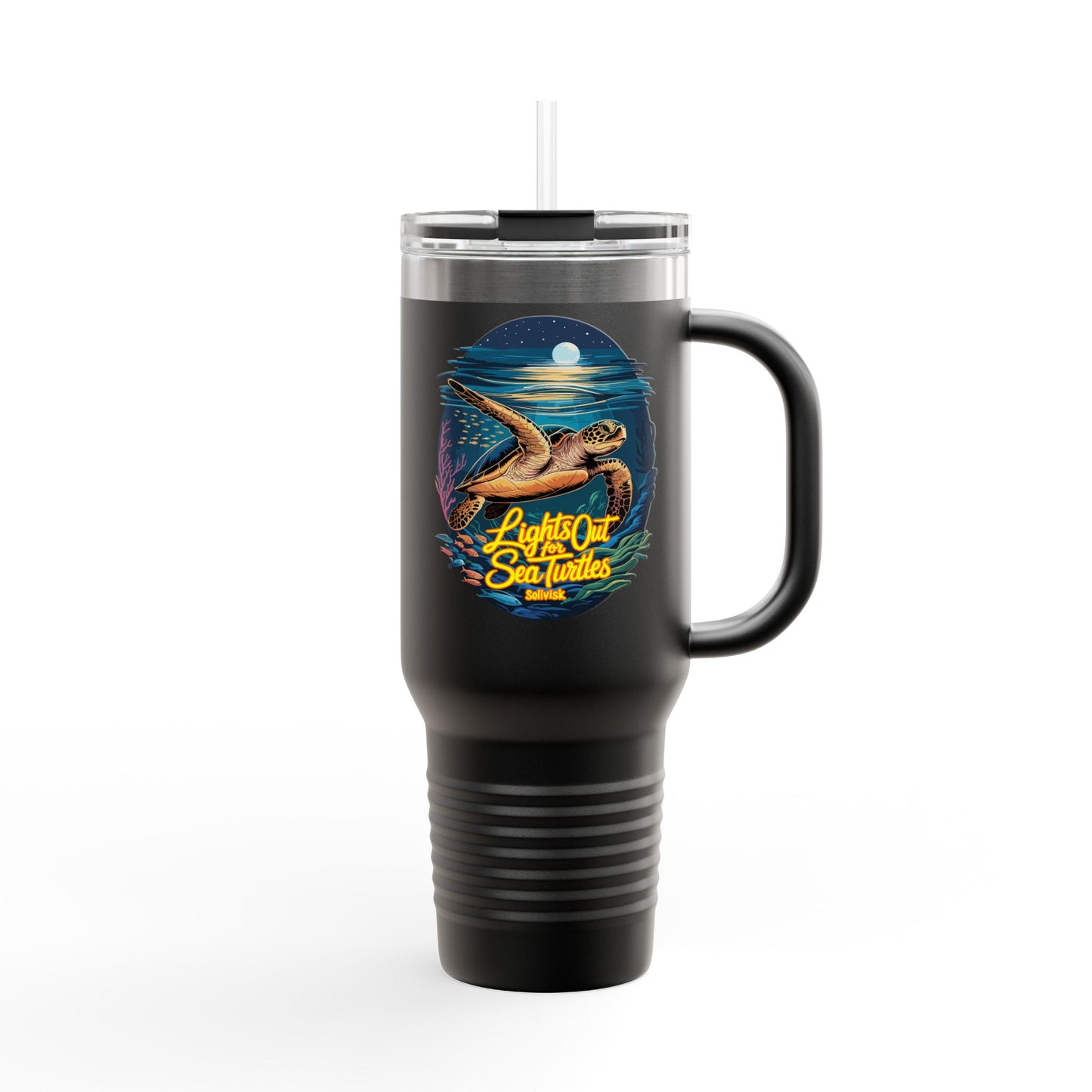 SoliVisk Coastal Collection Lights Out for Sea Turtles 40oz Insulated Travel Mug