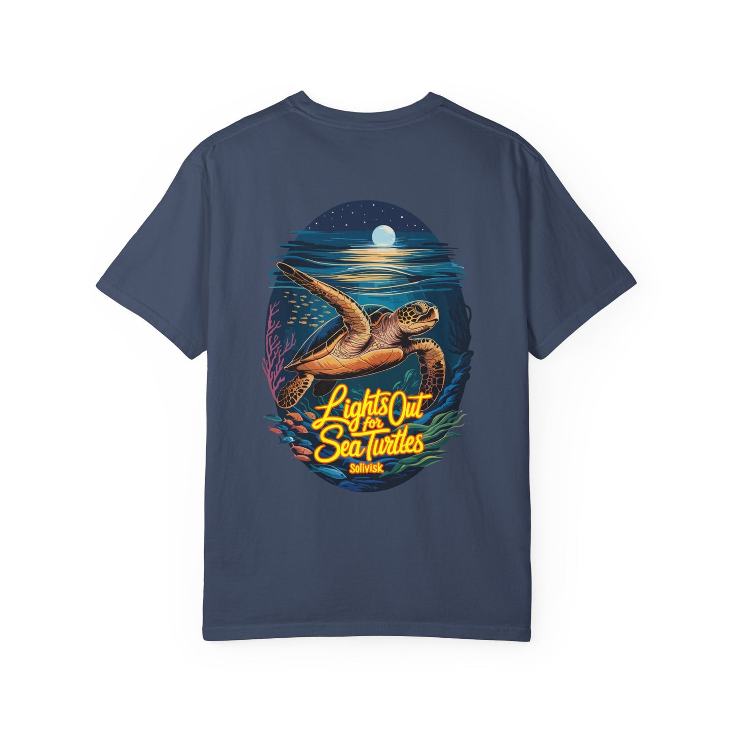 Lights Out for Sea Turtles Conservation T-Shirt – Comfort Colors Unisex Tee from the SoliVisk Coastal Collection