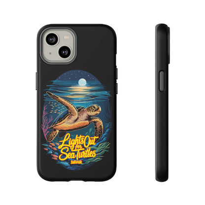 SoliVisk Coastal Collection “Lights Out for Sea Turtles” Black iPhone 12 - 15 Cases Matte Finish