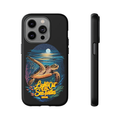 SoliVisk Coastal Collection “Lights Out for Sea Turtles” Black iPhone 12 - 15 Cases Matte Finish
