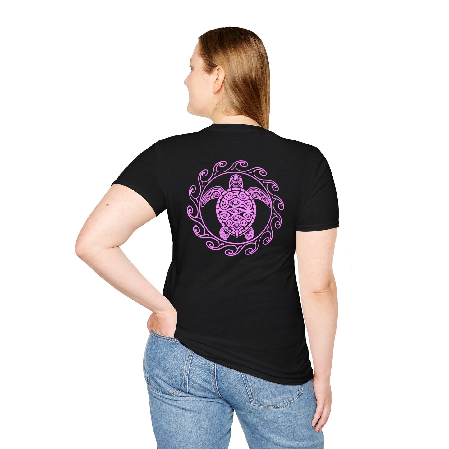 SoliVisk Coastal Collection – Māori Pink Sea Turtle Unisex Graphic Tee Shirt