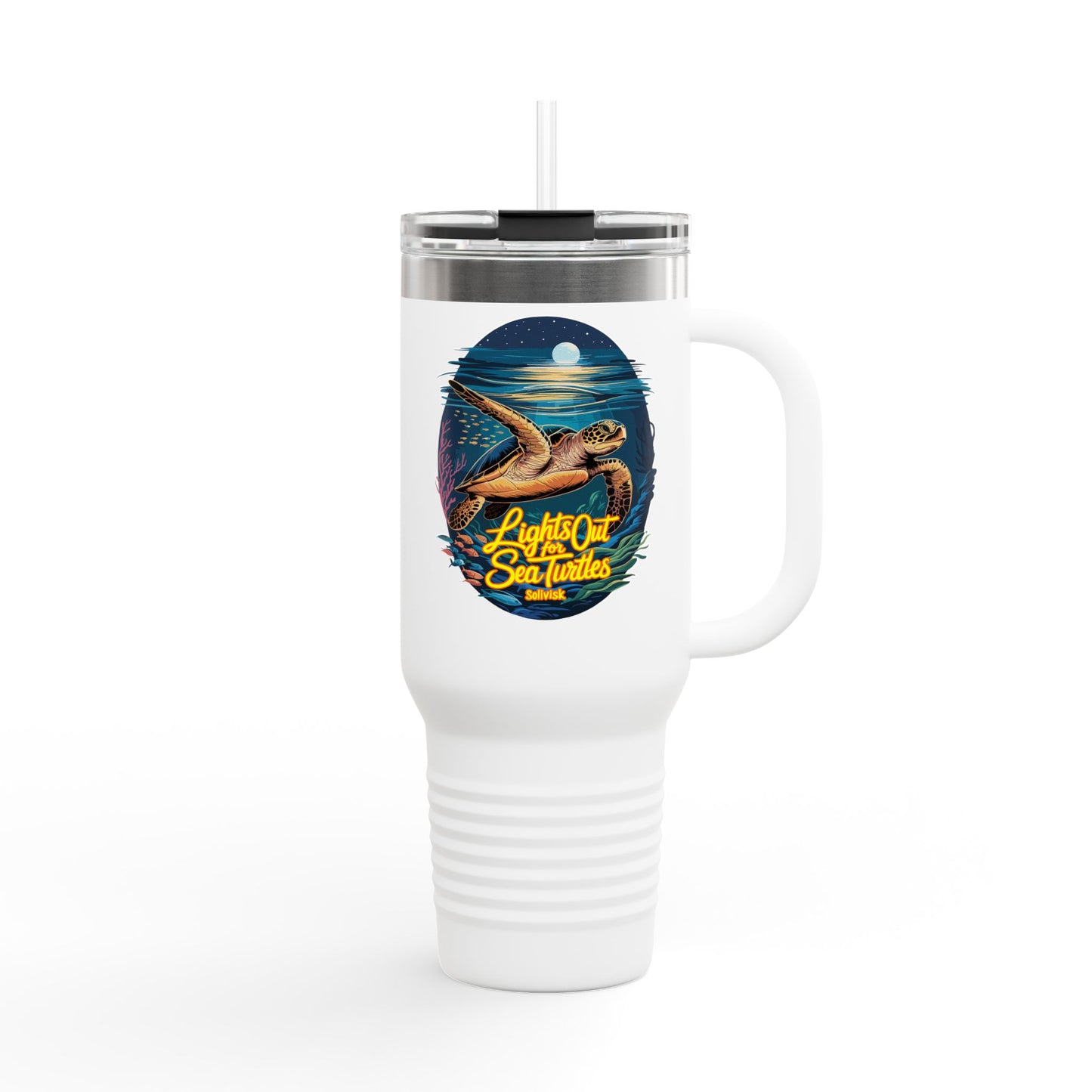 SoliVisk Coastal Collection Lights Out for Sea Turtles 40oz Insulated Travel Mug