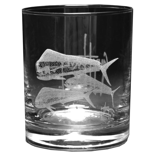 Guy Harvey Classic Whiskey Glasses Rocks Style for Scotch, Bourbon, or Mixed Drinks 12oz Sold In Pairs