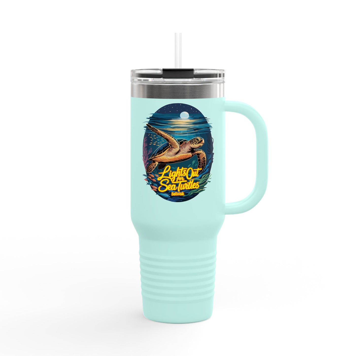 SoliVisk Coastal Collection Lights Out for Sea Turtles 40oz Insulated Travel Mug