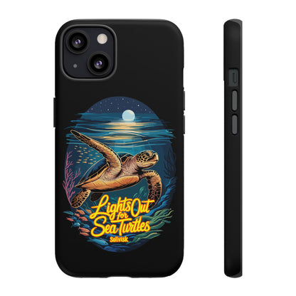 SoliVisk Coastal Collection “Lights Out for Sea Turtles” Black iPhone 12 - 15 Cases Matte Finish