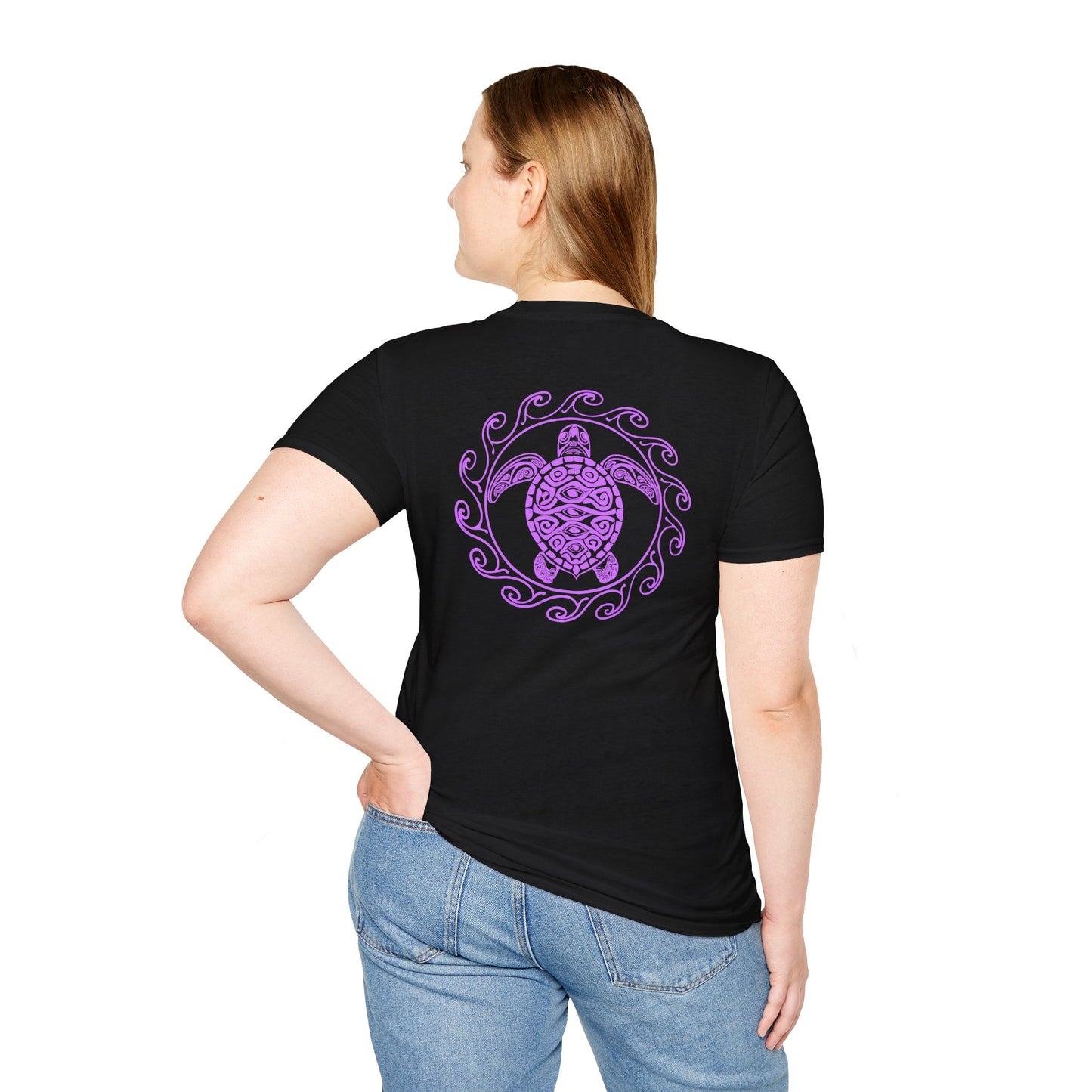 SoliVisk Coastal Collection – Māori Purple Sea Turtle Unisex Graphic Tee Shirt