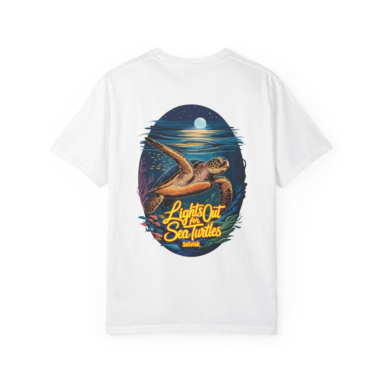 Lights Out for Sea Turtles Conservation T-Shirt – Comfort Colors Unisex Tee from the SoliVisk Coastal Collection