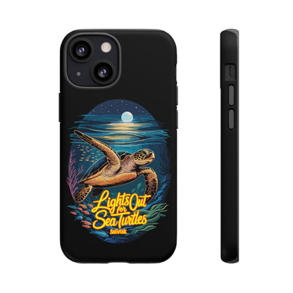 SoliVisk Coastal Collection “Lights Out for Sea Turtles” Black iPhone 12 - 15 Cases Matte Finish