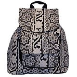 Glittering White Geometric Boho Canvas Backpack