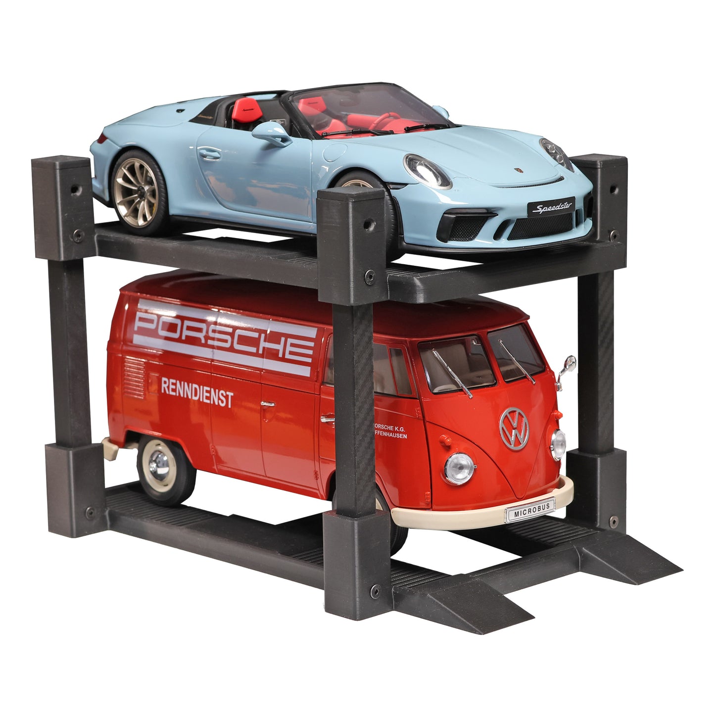 1/18 Scale Modular 4 Post Model Car Display Stand with Carbon Fiber Accents