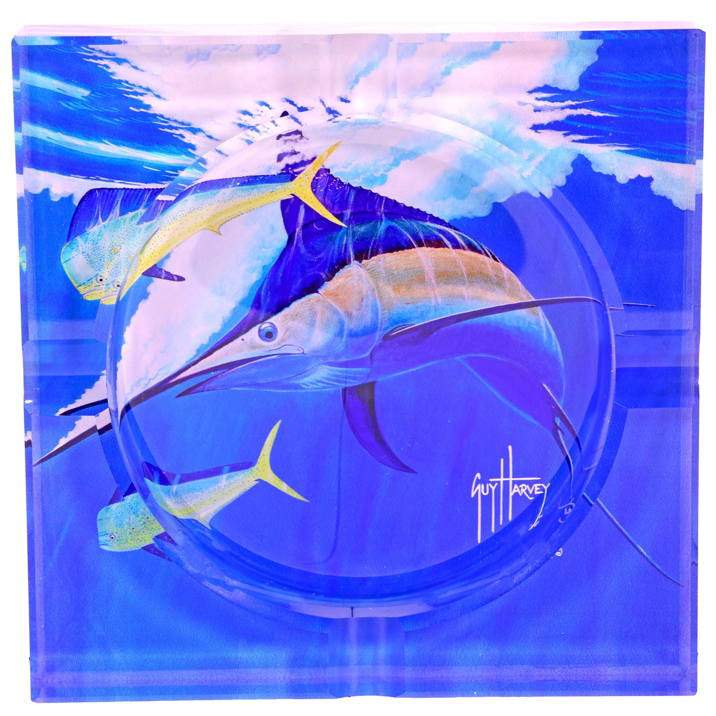 Guy Harvey 7" Square Glass Cigar Ashtray