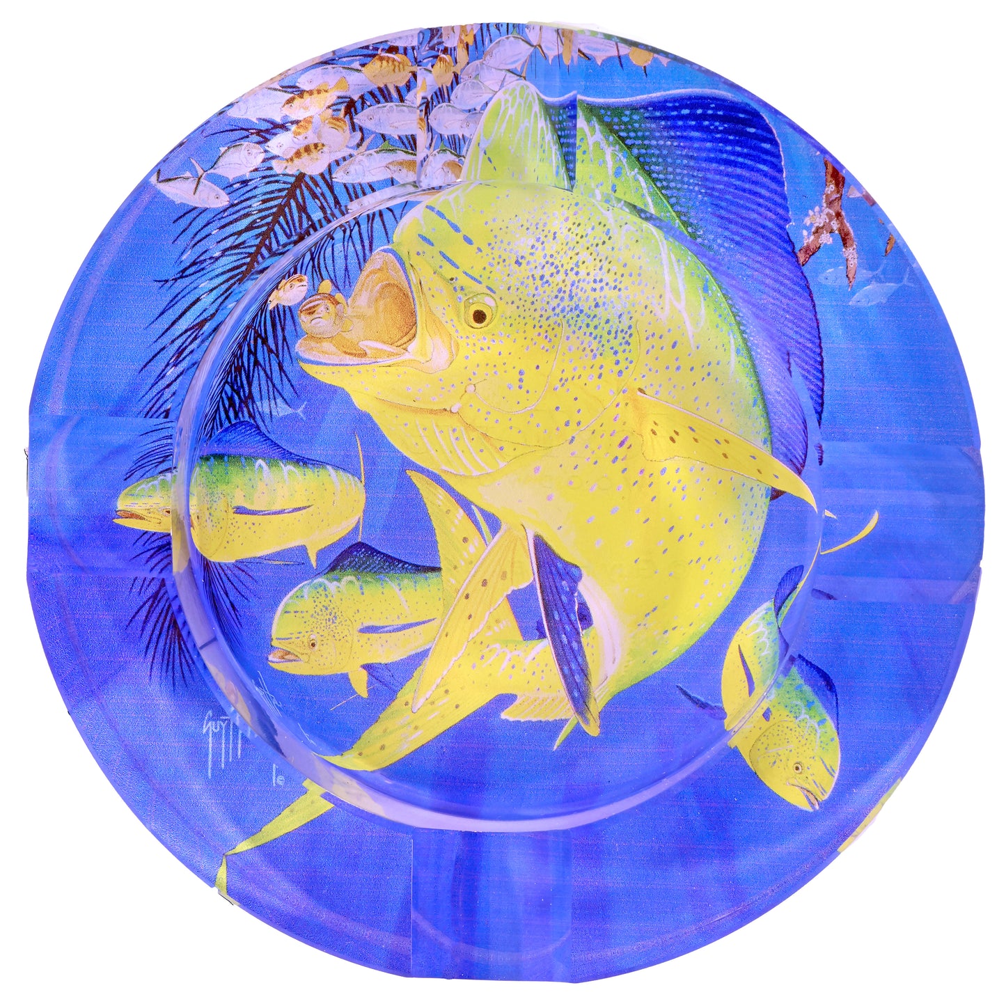 Guy Harvey Round 6" Glass Cigar Ashtray