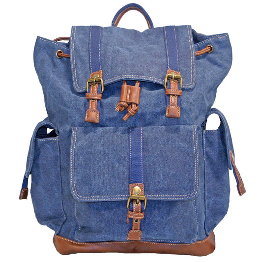 Men’s Blue Canvas Laptop School Backpack  15” Computer Bag