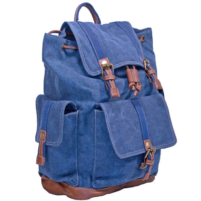 Men’s Blue Canvas Laptop School Backpack  15” Computer Bag