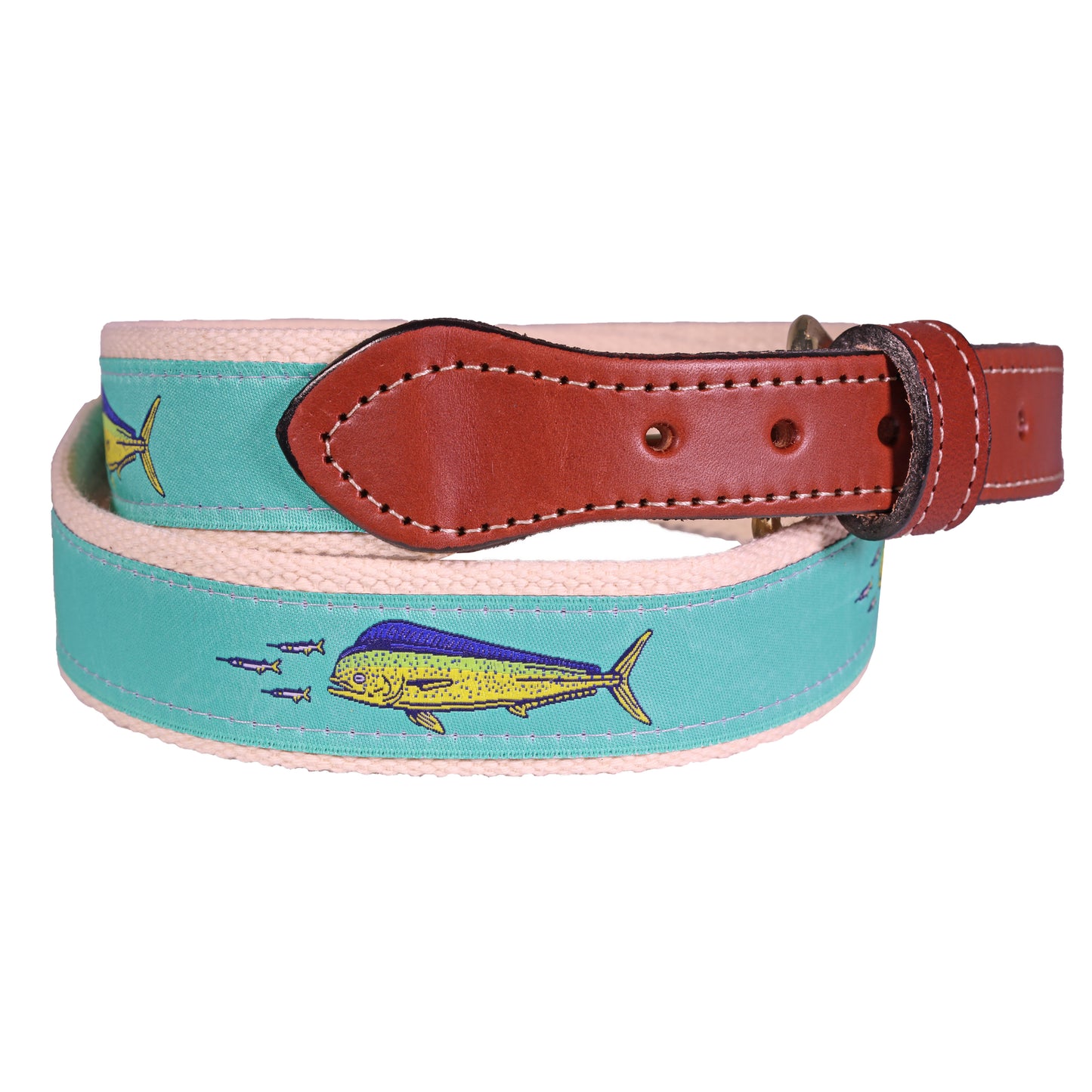 SoliVisk Dolphin Ballyhoo and Bait Mens Leather Tab Belt