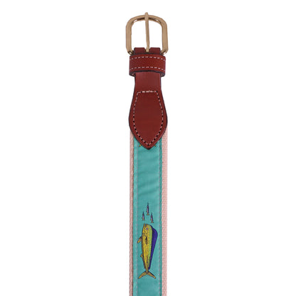 SoliVisk Dolphin Ballyhoo and Bait Mens Leather Tab Belt