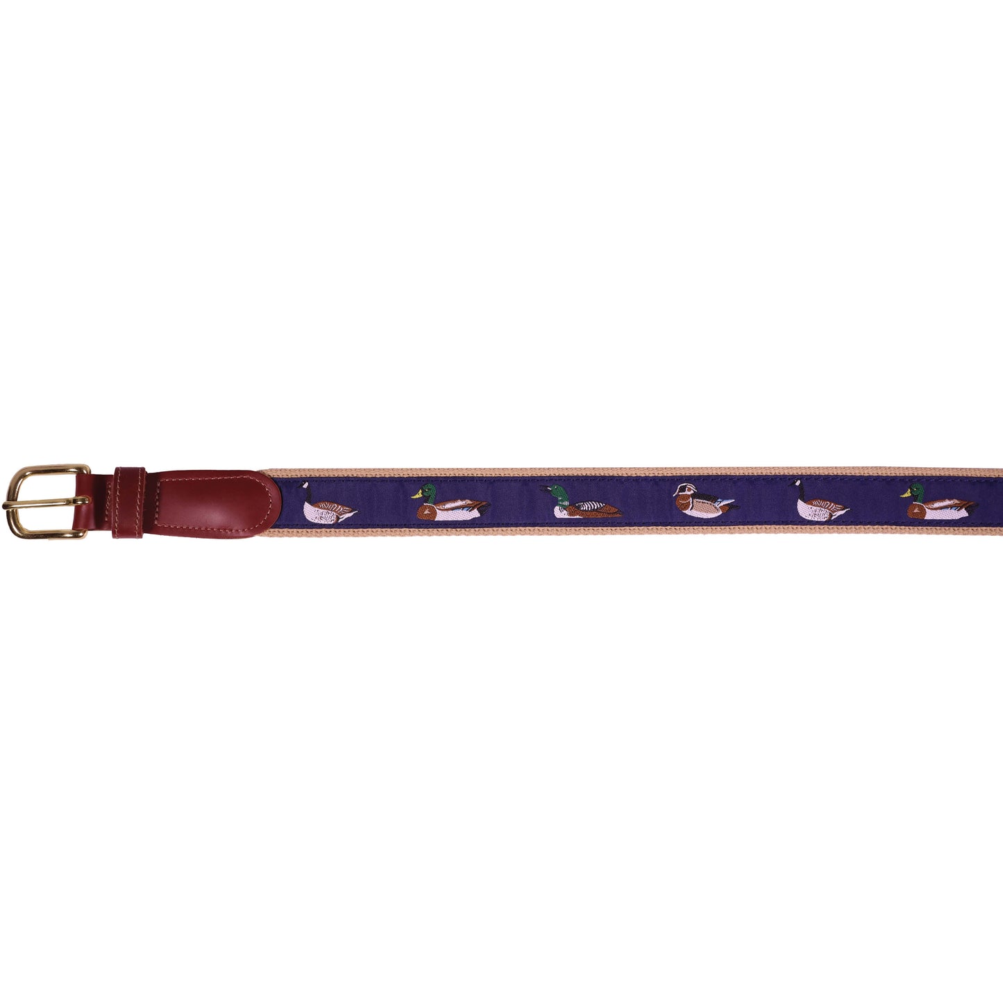 Men's Classic Navy Waterfowl Leather Tab Ribbon Belt