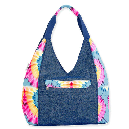 Guy Harvey Tie Dye and Denim Classic Blue Marlin Tote Bag