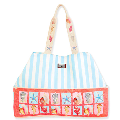 Guy Harvey Sea Scape Large Striped Shoulder Tote Bag