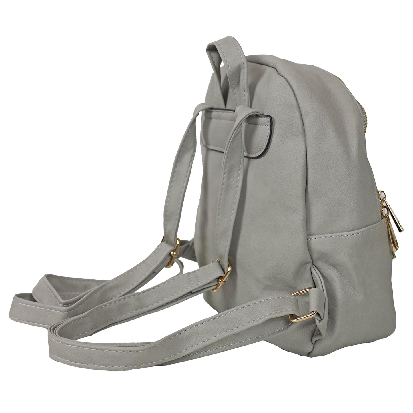 Faux Leather Mini Backpack Purse for Women in Brown or Gray