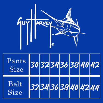 Guy Harvey Mako on Blue Mens Leather Tab Belt