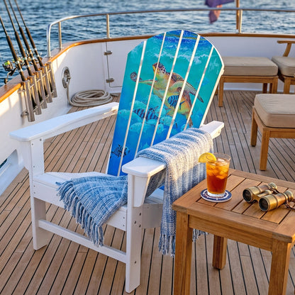 Guy Harvey Hawksbill Caravan Adirondack Chair – Outdoor HDPE Patio Chair with Sea Turtle Artwork