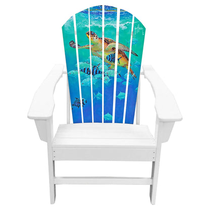 Guy Harvey Hawksbill Caravan Adirondack Chair – Outdoor HDPE Patio Chair with Sea Turtle Artwork
