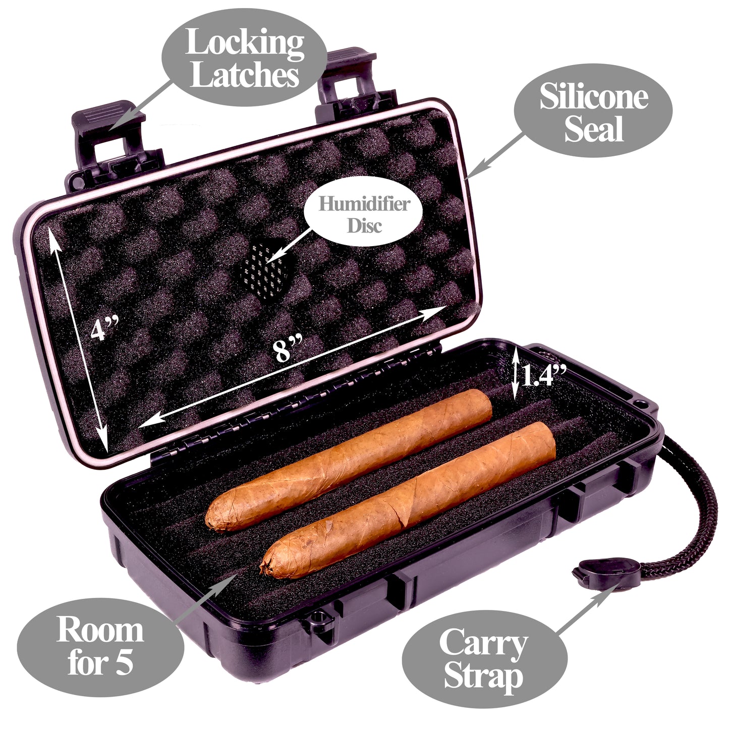 Guy Harvey Small Waterproof Dry Storage Box with Wrist Strap for Cigars or Electronics