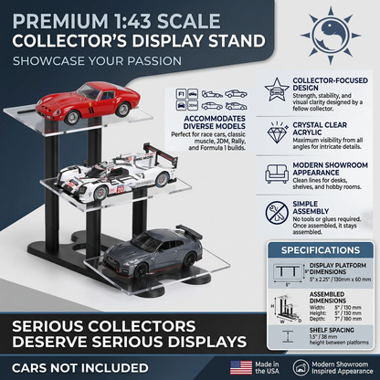 1:43 Scale Diecast Model Car Display Stand 3 Tier Acrylic